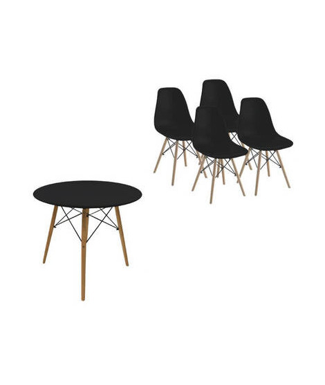 CONJUNTO DINAMARCA NEGRO MESA REDONDA + 4 SILLAS