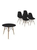 CONJUNTO DINAMARCA NEGRO MESA REDONDA + 4 SILLAS