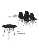 CONJUNTO DINAMARCA NEGRO MESA REDONDA + 4 SILLAS