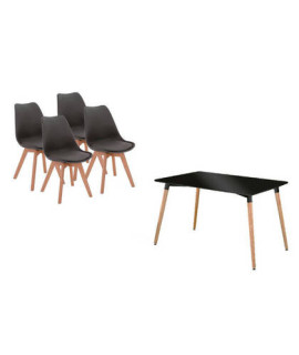 CONJUNTO NEGRO MESA DINAMARCA + 4 SILLAS MALMO