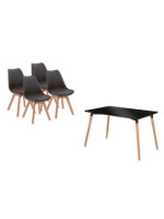 CONJUNTO NEGRO MESA DINAMARCA + 4 SILLAS MALMO