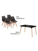 CONJUNTO NEGRO MESA DINAMARCA + 4 SILLAS MALMO