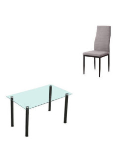 CONJUNTO MESA YURI + 6 SILLAS YURI NEGRO