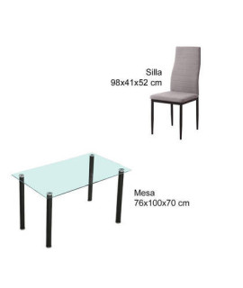 CONJUNTO MESA YURI + 6 SILLAS YURI NEGRO