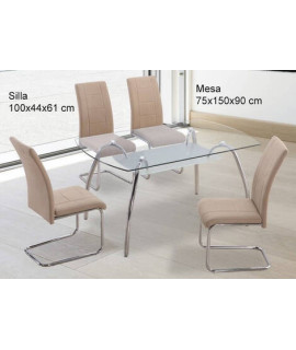 CONJUNTO MESA SAN + 4 SILLAS SAN BEIG