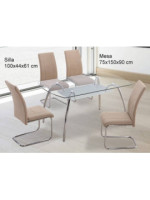 CONJUNTO MESA SAN + 4 SILLAS SAN BEIG