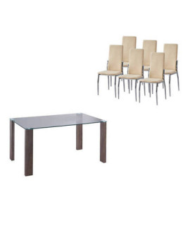 CONJUNTO MESA HANA BLANCA + 6 SILLAS SAKURA MARENGO