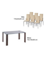 CONJUNTO MESA HANA BLANCA + 6 SILLAS SAKURA MARENGO