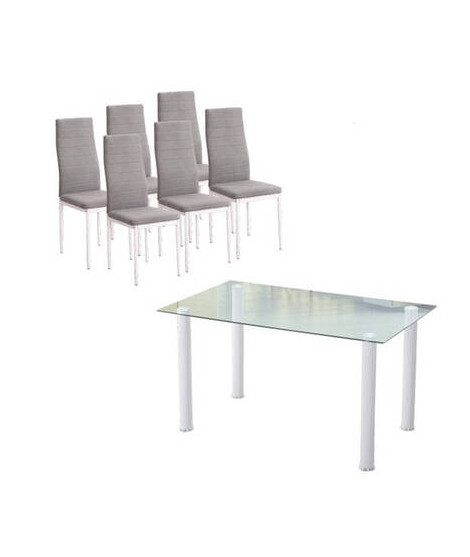 CONJUNTO MESA YURI BLANCA + 6 SILLAS YURI BLANCAS