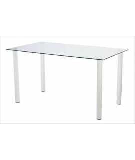 MESA COMEDOR FIJA C/TRANSPARENTE MOD.YURI BLANCO