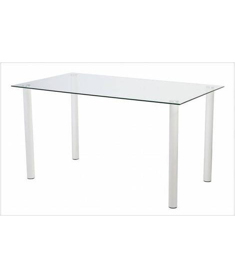 MESA COMEDOR FIJA C/TRANSPARENTE MOD.YURI BLANCO