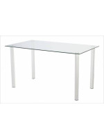 MESA COMEDOR FIJA C/TRANSPARENTE MOD.YURI BLANCO