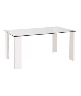 MESA COMEDOR FIJA TAPA CRISTAL MOD.HANA BLANCO