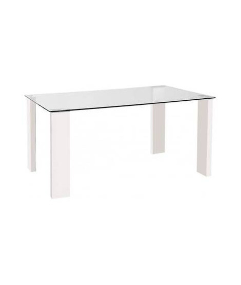 MESA COMEDOR FIJA TAPA CRISTAL MOD.HANA BLANCO