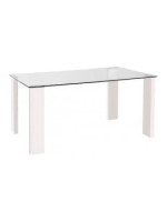 MESA COMEDOR FIJA TAPA CRISTAL MOD.HANA BLANCO
