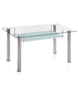MESA COMEDOR FIJA T/CRISTAL MOD.PRANZO ACERO