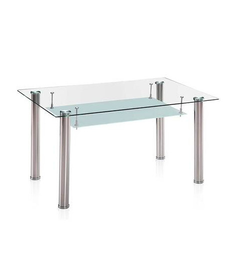 MESA COMEDOR FIJA T/CRISTAL MOD.PRANZO ACERO
