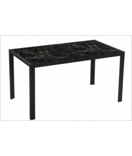 MESA COMEDOR FIJA T/CRISTAL MOD.MARMOL NEGRO
