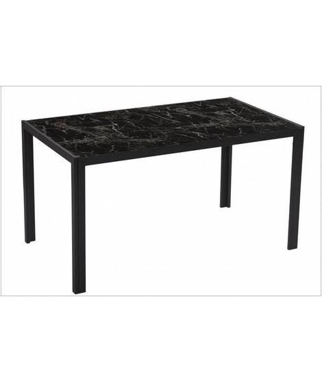 MESA COMEDOR FIJA T/CRISTAL MOD.MARMOL NEGRO