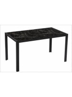 MESA COMEDOR FIJA T/CRISTAL MOD.MARMOL NEGRO