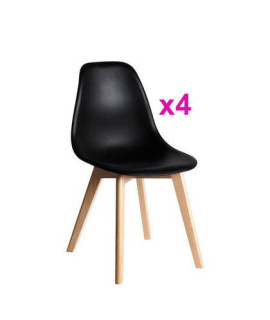 JUEGO DE 4 SILLAS TAP.PU P/MADERA MOD.MALMO NEGRO