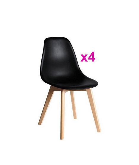 JUEGO DE 4 SILLAS TAP.PU P/MADERA MOD.MALMO NEGRO