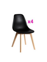 JUEGO DE 4 SILLAS TAP.PU P/MADERA MOD.MALMO NEGRO