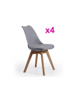 JUEGO DE 4 SILLAS TAP.PU P/MADERA MOD.MALMO GRIS