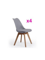 JUEGO DE 4 SILLAS TAP.PU P/MADERA MOD.MALMO GRIS
