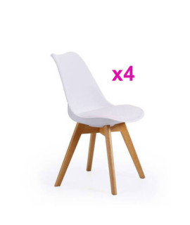 JUEGO DE 4 SILLAS TAP.PU P/MADERA MOD.MALMO BLANCO