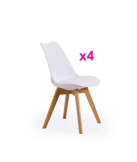 JUEGO DE 4 SILLAS TAP.PU P/MADERA MOD.MALMO BLANCO