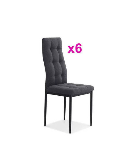 JUEGO DE 6 SILLAS T.TELA P/NEGRA MOD.ZUNI GRIS