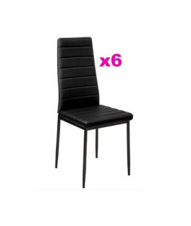 JUEGO DE 6 SILLAS TAP.PU P/NEGRA MOD.EMI NEGRO