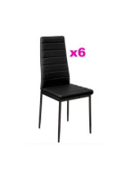 JUEGO DE 6 SILLAS TAP.PU P/NEGRA MOD.EMI NEGRO