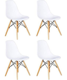 JUEGO DE 4 SILLAS PATAS MADERA MOD.DINAMARCA BLANCO