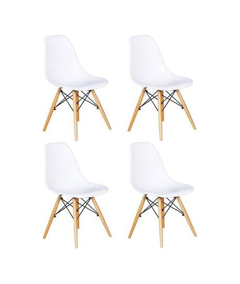 JUEGO DE 4 SILLAS PATAS MADERA MOD.DINAMARCA BLANCO