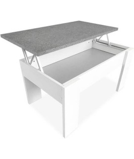 MESA CENTRO ELEVABLE MOD.GALA BLANCO-PIEDRA