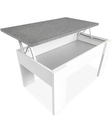 MESA CENTRO ELEVABLE MOD.GALA BLANCO-PIEDRA