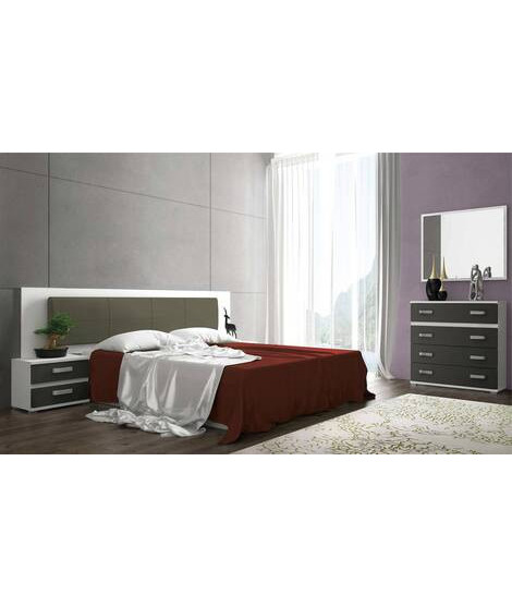 DORMITORIO MATRIMONIO MOD.CABRA AMBIENTE 04EN COLOR BLANCO GRAFITO