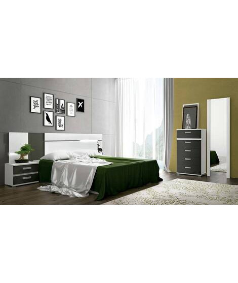 DORMITORIO MATRIMONIO MOD.CABRA AMBIENTE 01EN COLOR BLANCO GRAFITO