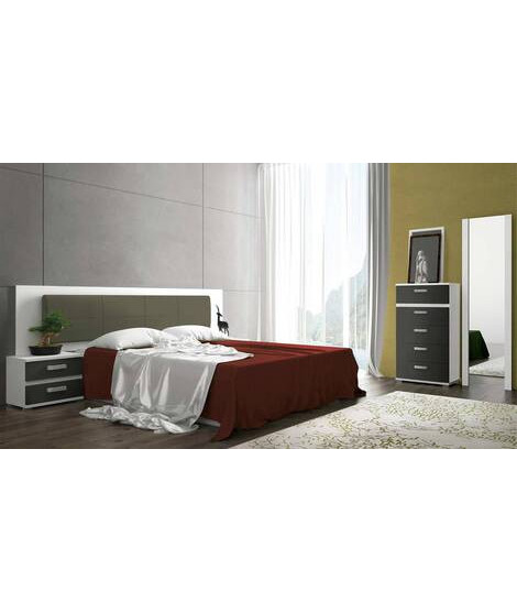 DORMITORIO MATRIMONIO MOD.CABRA AMBIENTE 03EN COLOR BLANCO GRAFITO