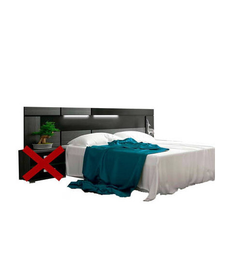 CABECERO CON LEDS 260 CM. MOD.RAMBLA CENIZA-NEGRO