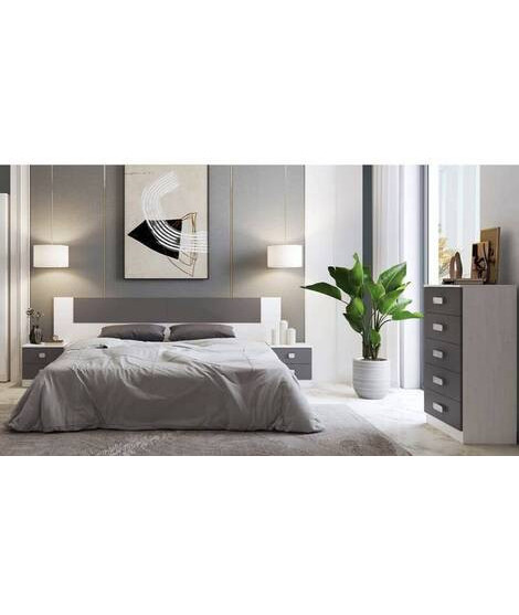 DORMITORIO MATRIMONIO S/ARMARIO MOD.DONALD AMBIENTE 01-CCOLOR ANDERSEN-GRAFITO