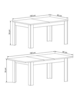 MESA COMEDOR EXT.150-190CM MOD.EUROPA GRAFITO-ROBLE