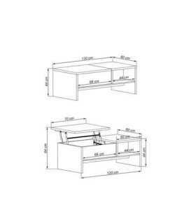 MESA CENTRO ELEVABLE MOD.EUROPA GRAFITO-ROBLE