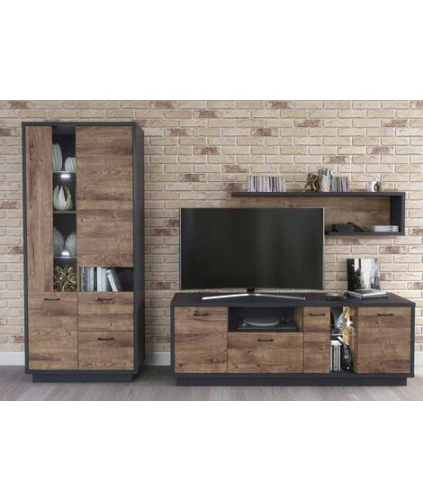 COMPOSICION APILABLE 280CM MOD.EUROPA AMBIENTE 04COLOR GRAFITO-ROBLE