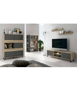 SALON COMPLETO MOD.SOTO AMBIENTE 5-BCOLOR CAMBRIA Y CAMBRIA-GRAFITO