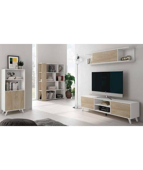 SALON COMPLETO MOD.SOTO AMBIENTE 08-CCOLOR BLANCO-ROBLE