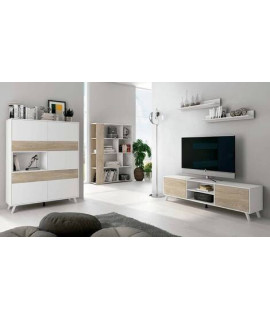 SALON COMPLETO MOD.SOTO AMBIENTE 5-CCOLOR BLANCO-ROBLE