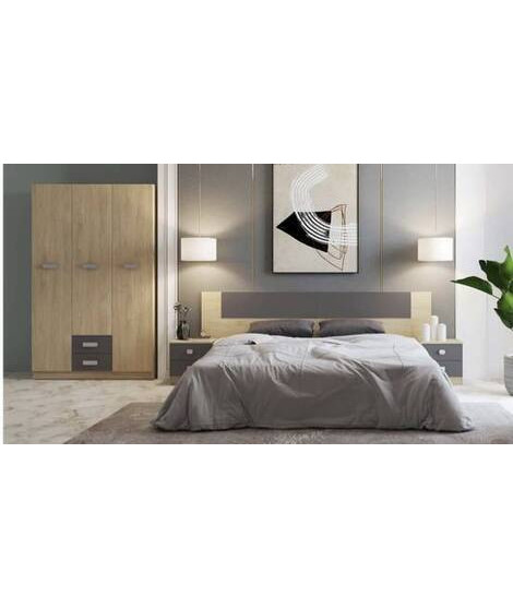 DORMITORIO MATRIMONIO C/ARM.3P MOD.DONALD AMBIENTE 02-DCOLOR PUCCINI-GRAFITO